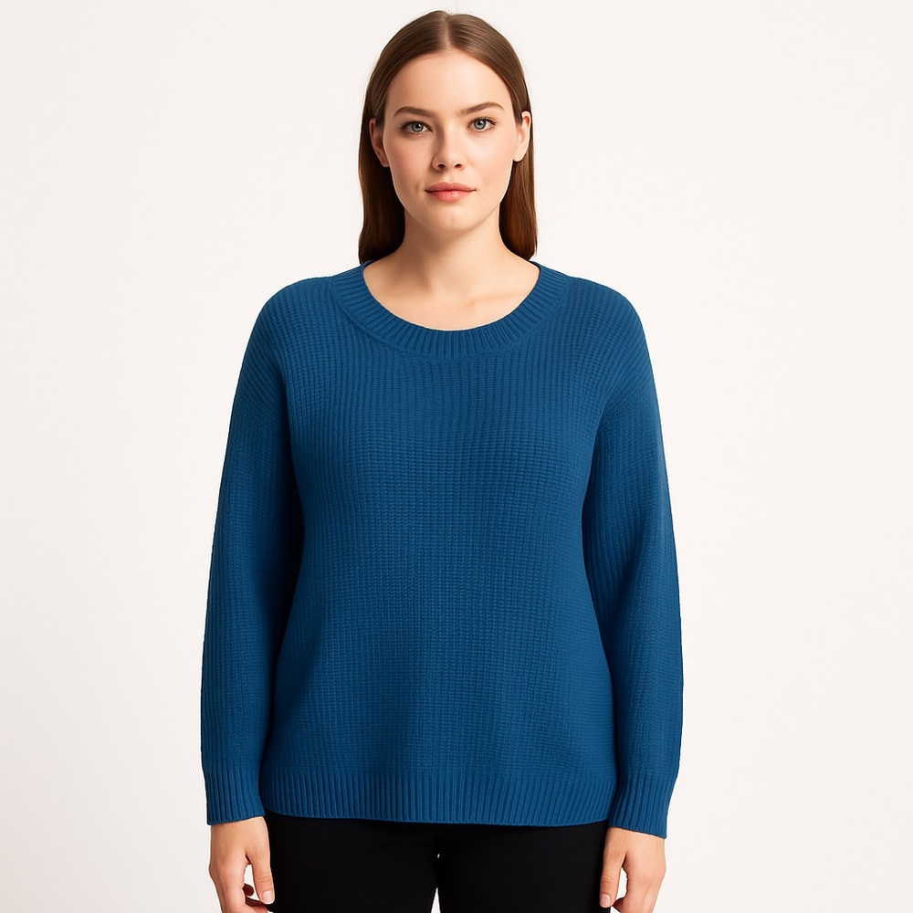 Lane Bryant Knit Sweater Blue/Teal Soft Cozy Slouchy Minimalist Plus Size 14/16